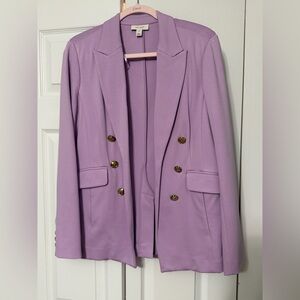 Lavender Double-Breasted Women's Blazer with Gold Buttons